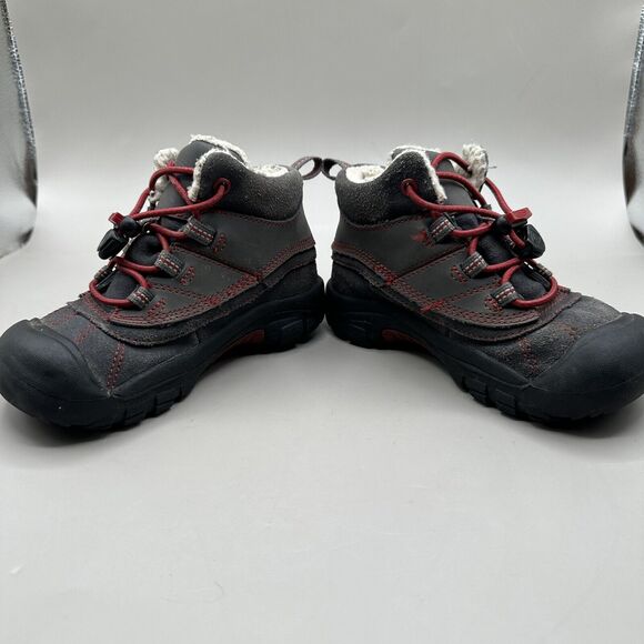 Keen Brady Winter Boots Sherpa Insulated Waterproof WP Toddler Size 10 Gray Red - Picture 5 of 10